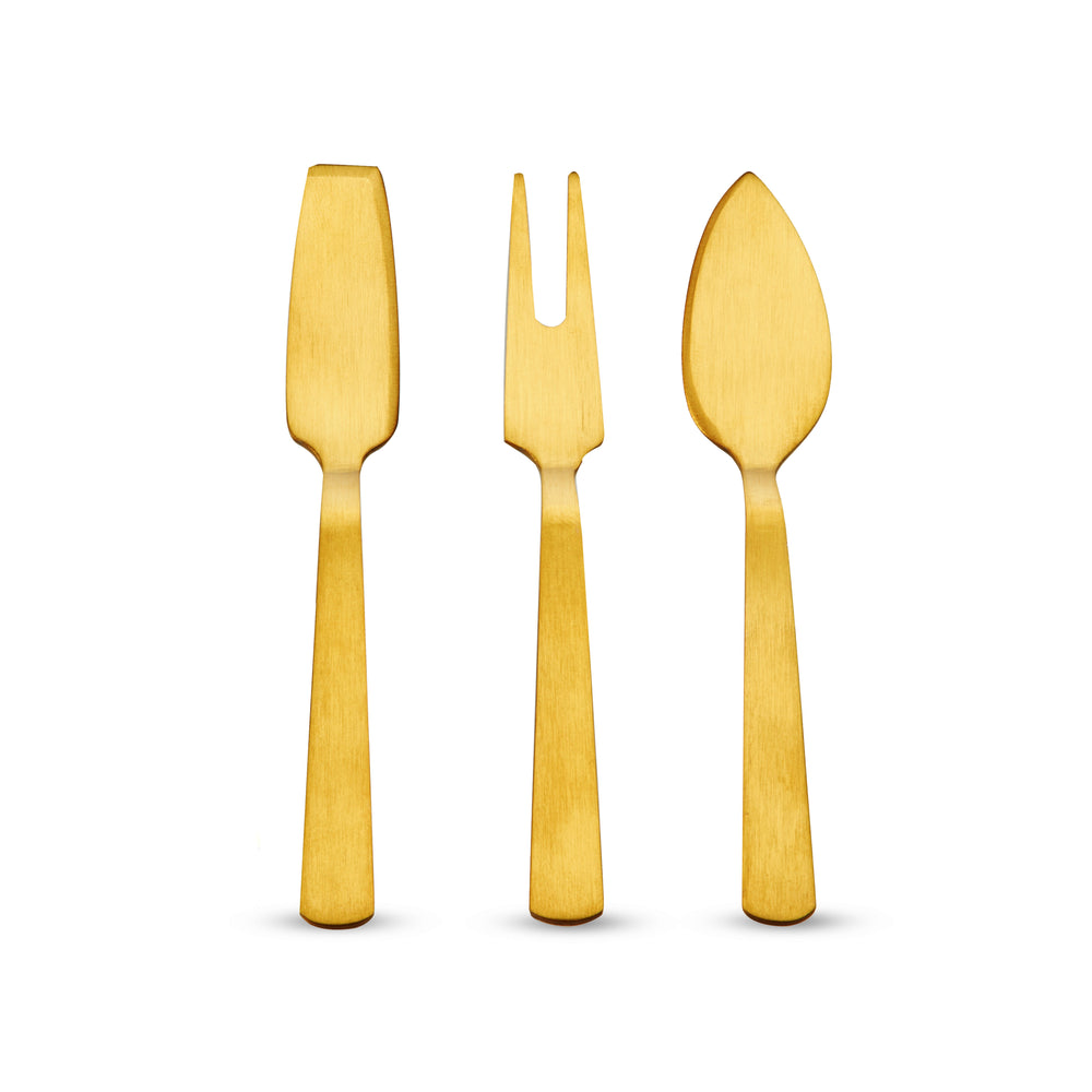 Stainless Steel Cheese Knives in Gold, Set of 3