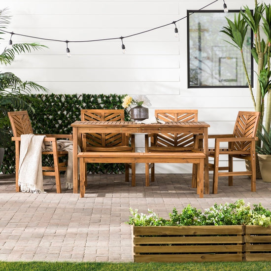 Walker Edison Vincent 6-Piece Outdoor Patio Dining Set - lily & onyx