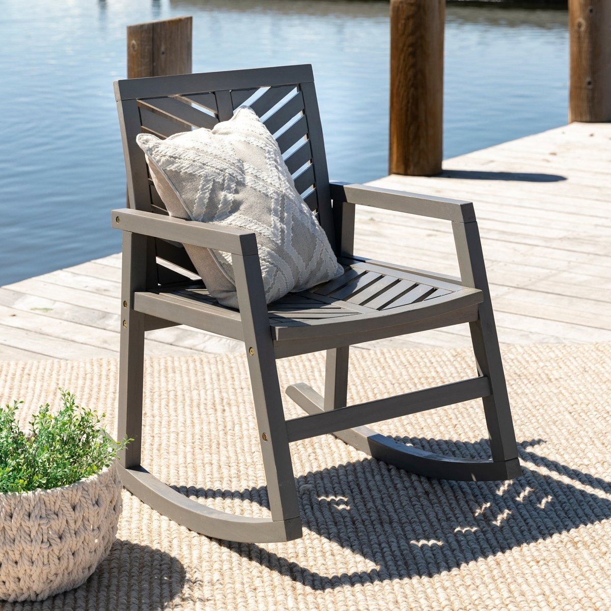 Walker Edison Vincent Outdoor Rocking Chair - lily & onyx