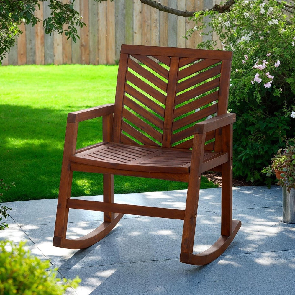 
                      
                        Walker Edison Vincent Outdoor Rocking Chair, Brown - lily & onyx
                      
                    