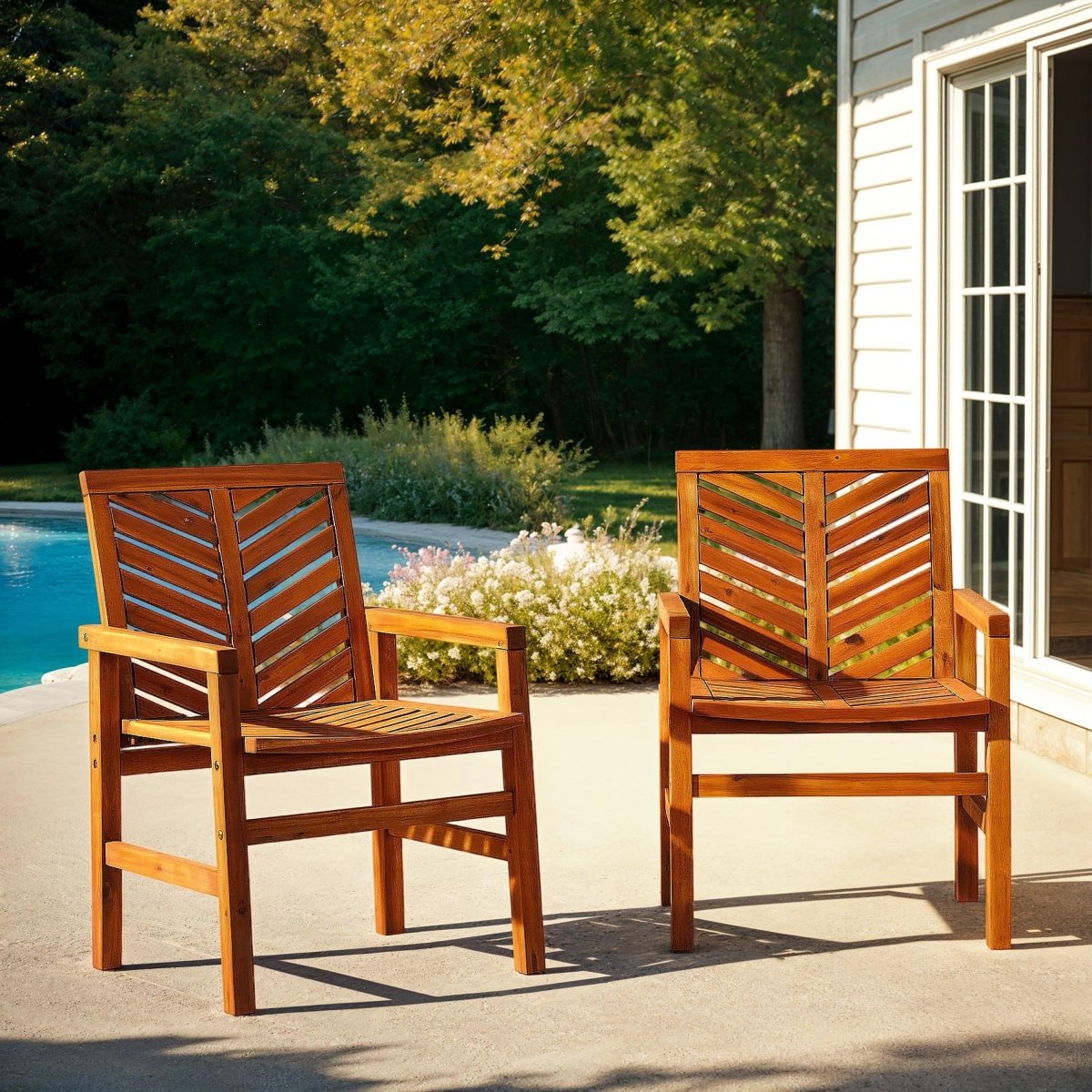 Walker Edison Vincent Patio Wood Chairs, Set of 2 - lily & onyx