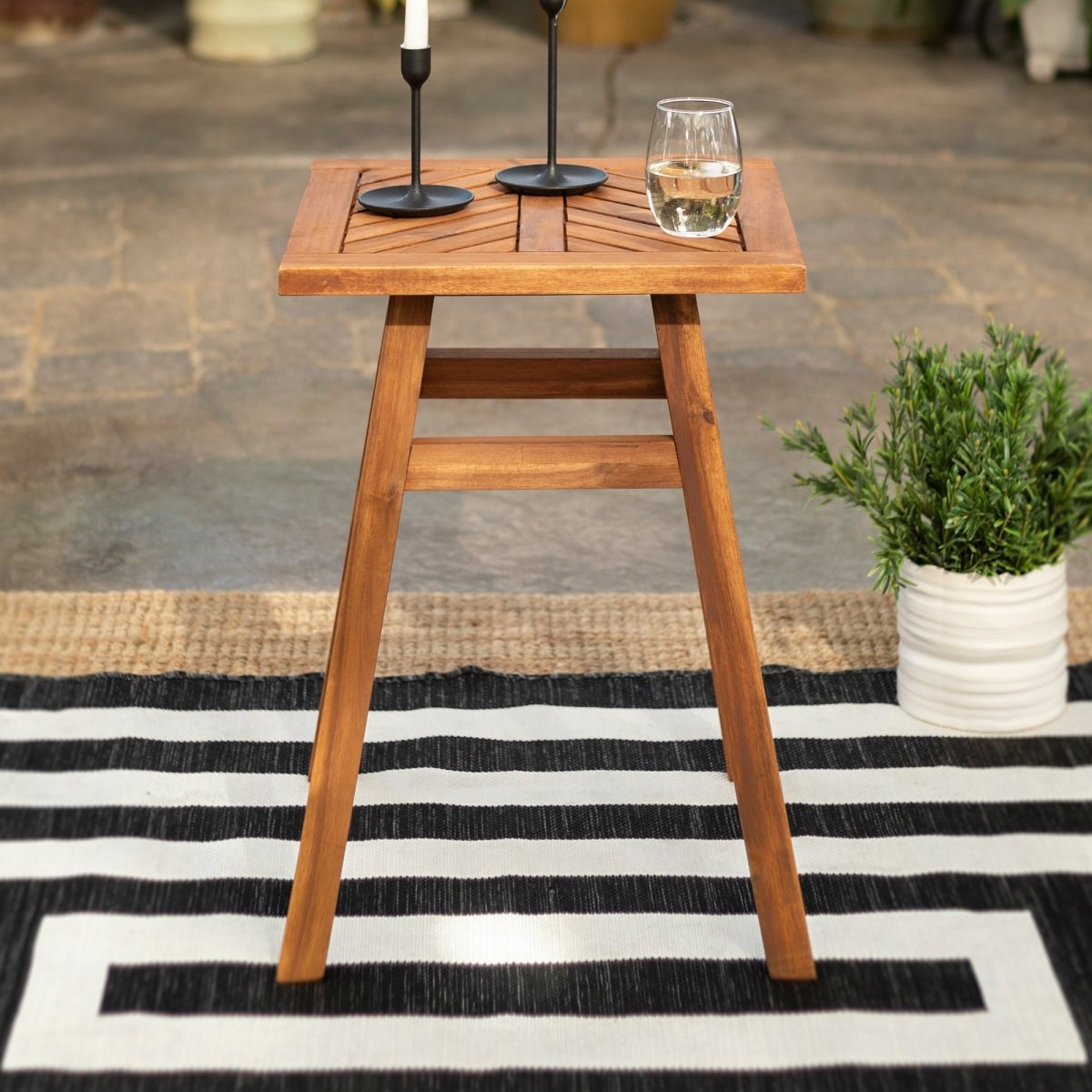 Walker Edison Vincent Patio Wood Side Table - lily & onyx
