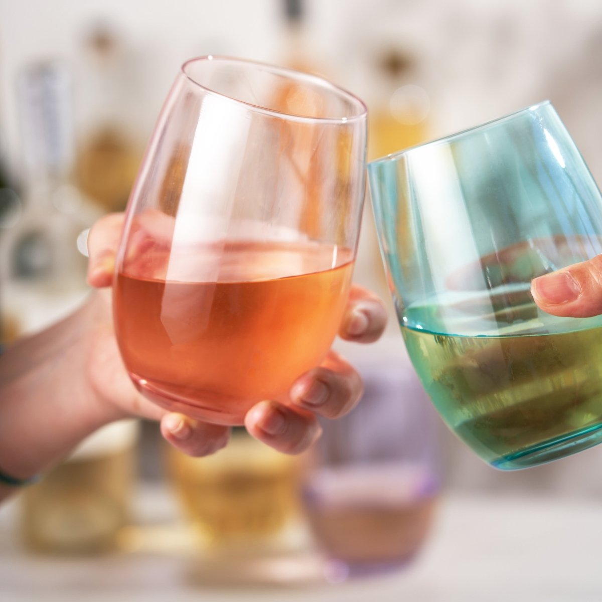 True Vino Stemless Wine Glasses in Assorted Colors, Set of 4 - lily & onyx