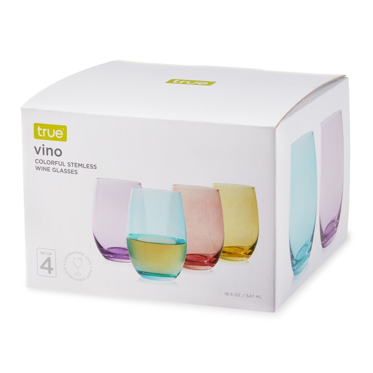 True Vino Stemless Wine Glasses in Assorted Colors, Set of 4 - lily & onyx