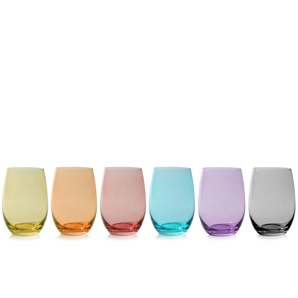 True Vino Stemless Wine Glasses in Assorted Colors, Set of 6 - lily & onyx