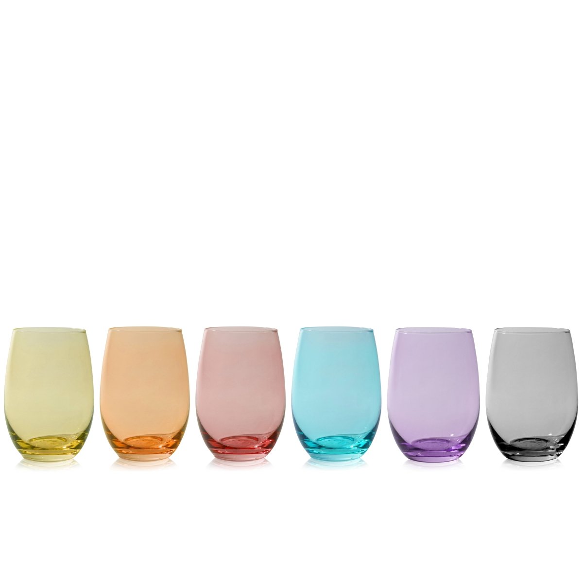 True Vino Stemless Wine Glasses in Assorted Colors, Set of 6 - lily & onyx
