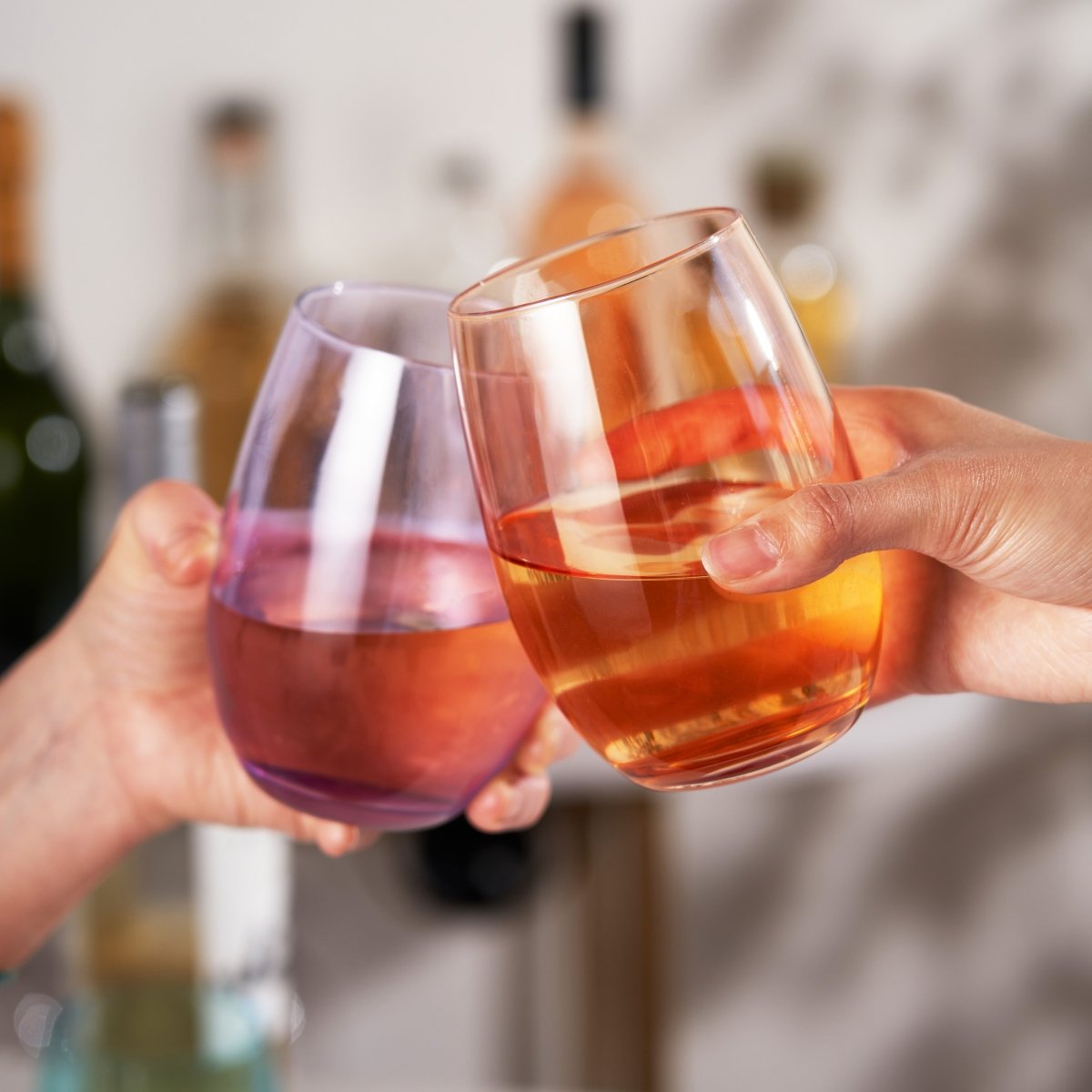 True Vino Stemless Wine Glasses in Assorted Colors, Set of 6
