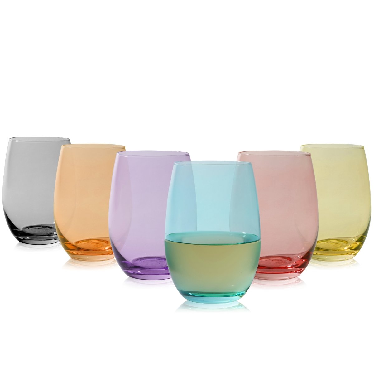 True Vino Stemless Wine Glasses in Assorted Colors, Set of 6