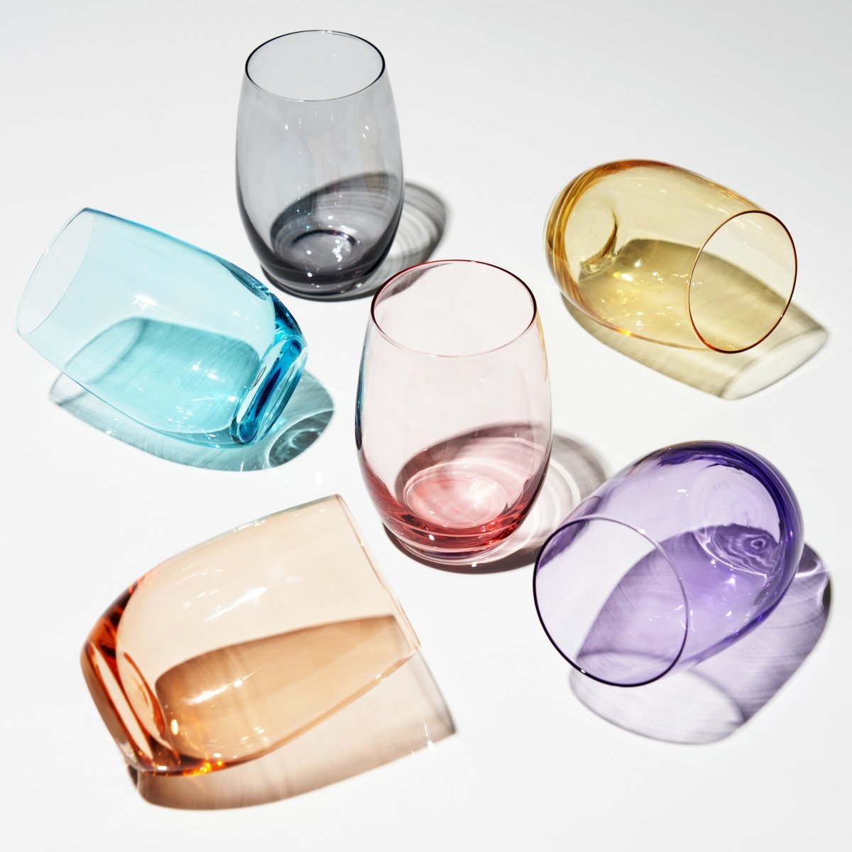 True Vino Stemless Wine Glasses in Assorted Colors, Set of 6 - lily & onyx