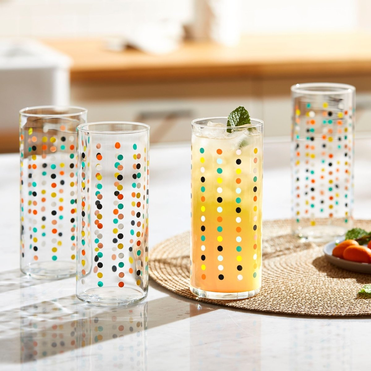 Libbey Vintage Flower Power Party Dots Cooler Glasses, 16 oz - Set of 4 - lily & onyx
