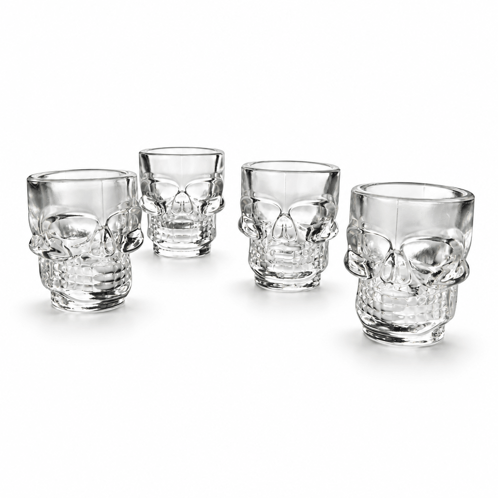 Viski Skull Shot Glasses, 1.5 oz | Set of 4 Halloween Shot Glasses
