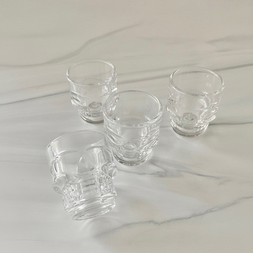 Viski Skull Shot Glasses, Set of 4 | Halloween Shot Glasses, 1.5 oz