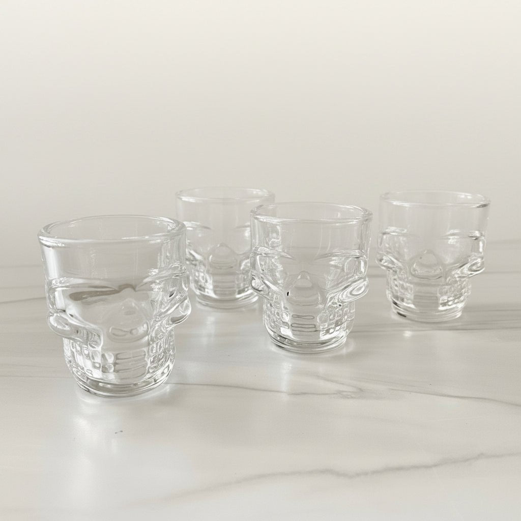 Viski Skull Shot Glasses, Set of 4 | Halloween Shot Glasses, 1.5 oz