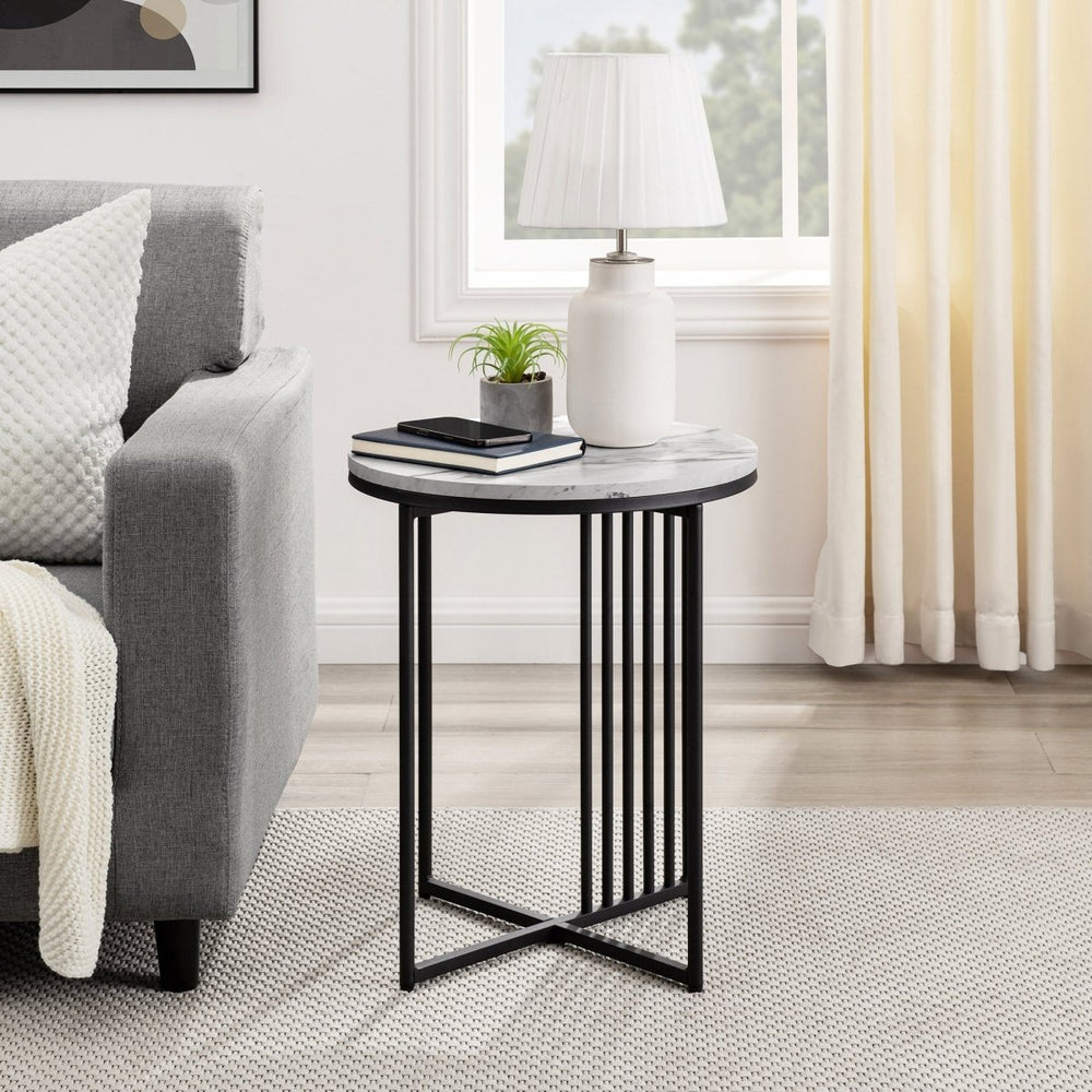 Walker Edison Vulcan Minimalist Metal Slatted Side Table - lily & onyx