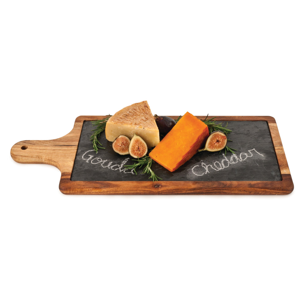 Slate and Wood Paddle Serving Board