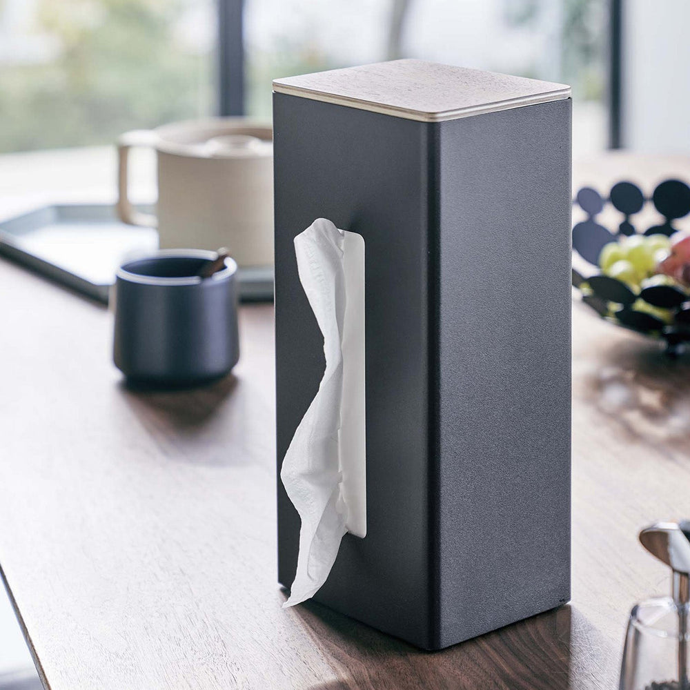
                      
                        Two-Sided Steel & Wood Tissue Case
                      
                    
