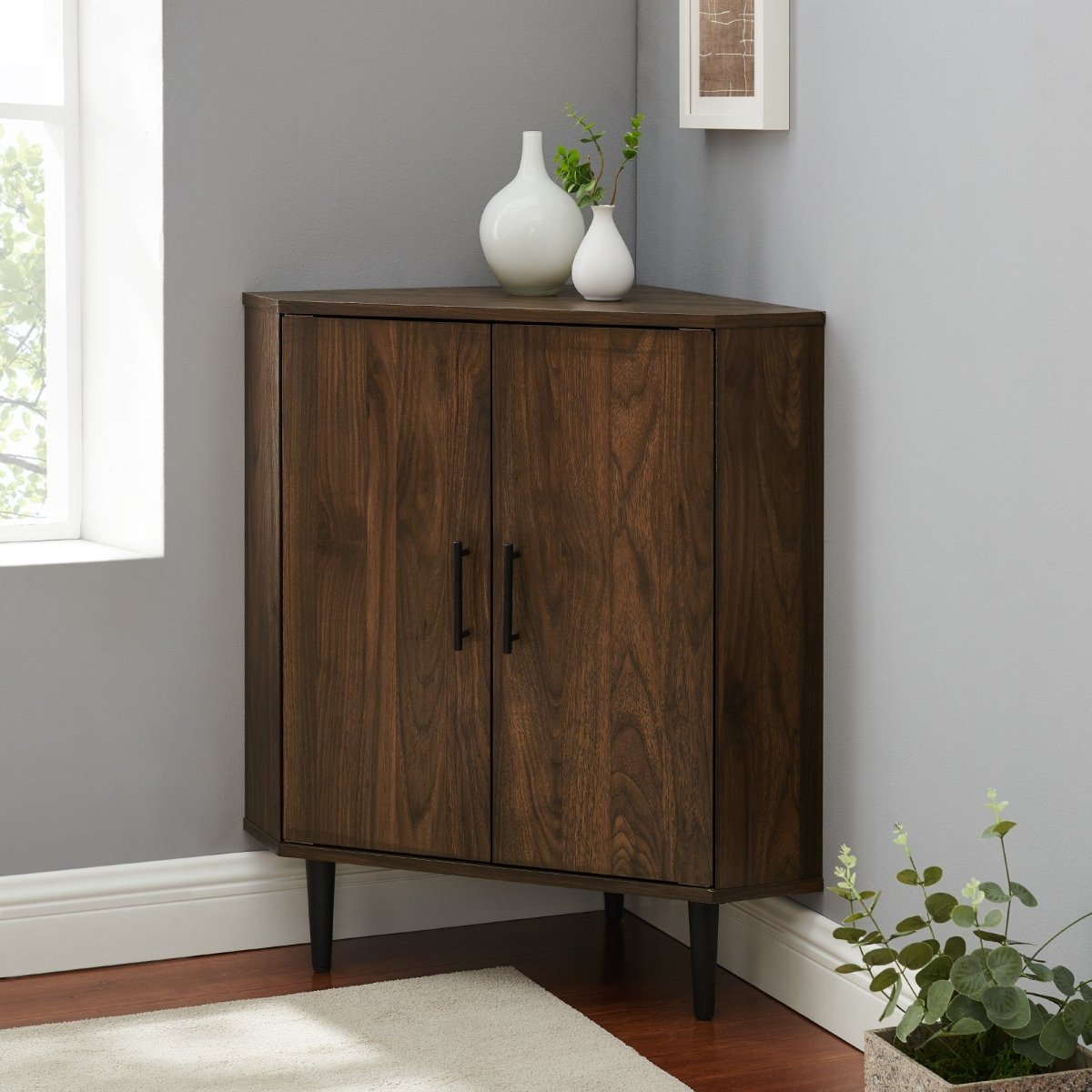 Walker Edison 30" Corner Accent Cabinet - MDF 2 - Door Storage with Adjustable Shelf