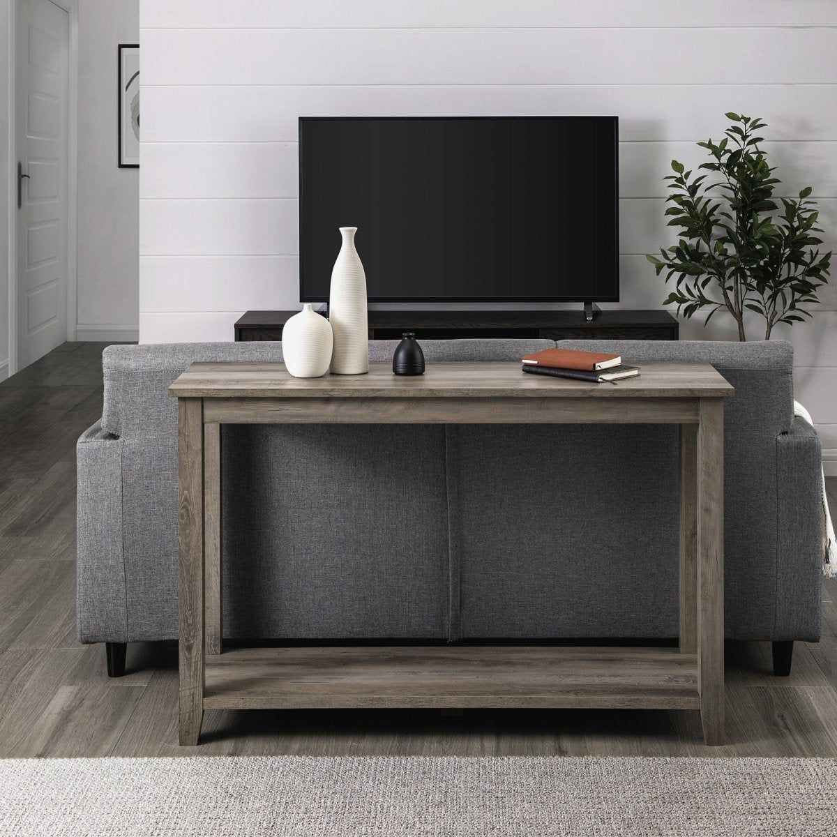 Walker Edison 48" MDF Console Table - Coastal Sofa Table with Storage Shelf