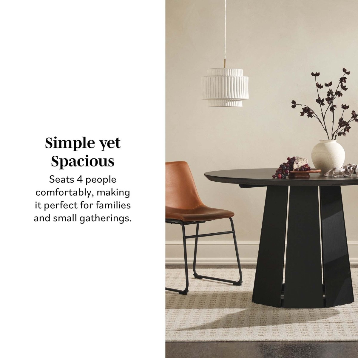 Walker Edison 48" Round Solid Wood Pedestal Dining Table