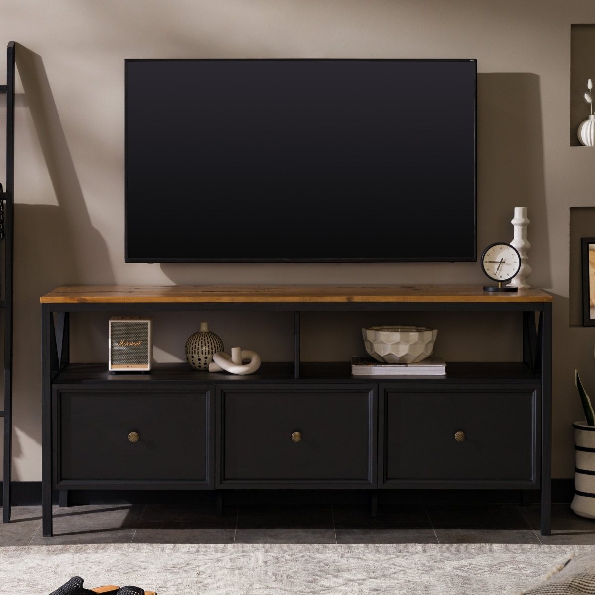 Walker Edison 60" Distressed 3 - Drawer TV Console