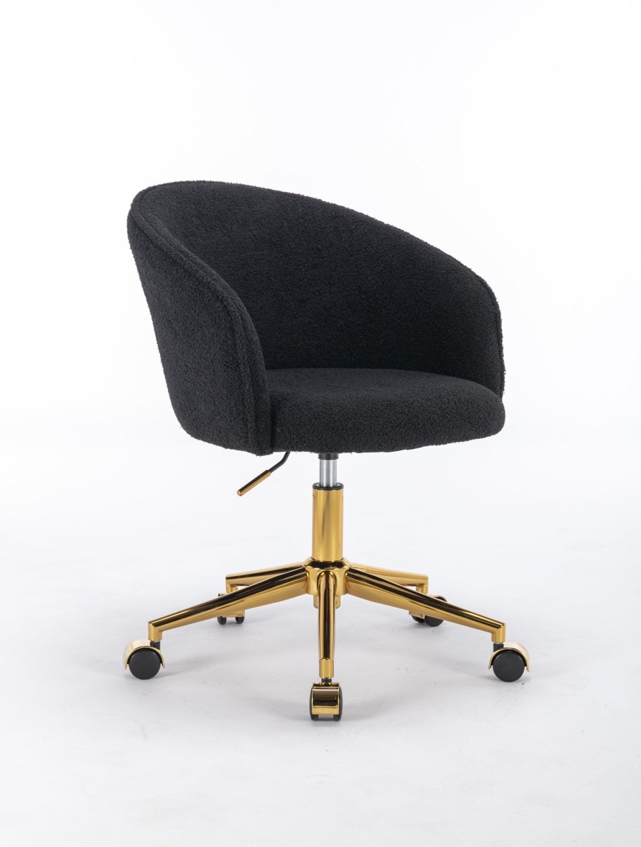 Walker Edison Black Teddy Modern Desk Chair with Gold Rolling Base