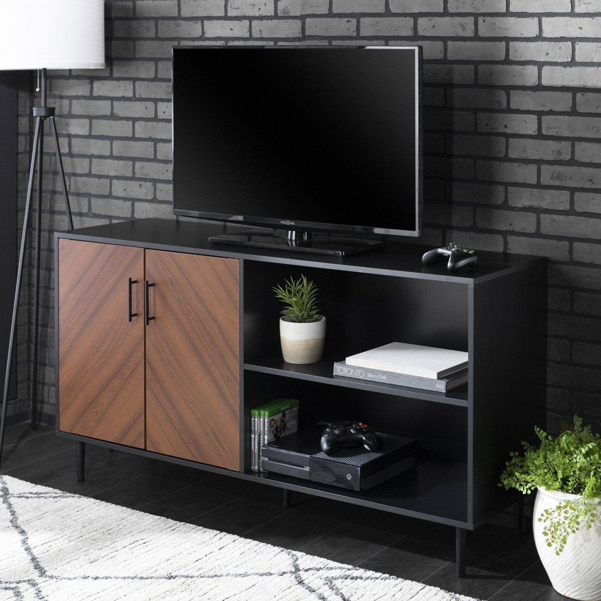 Walker Edison Bookmatch Hampton Asymmetrical Sideboard / TV Stand