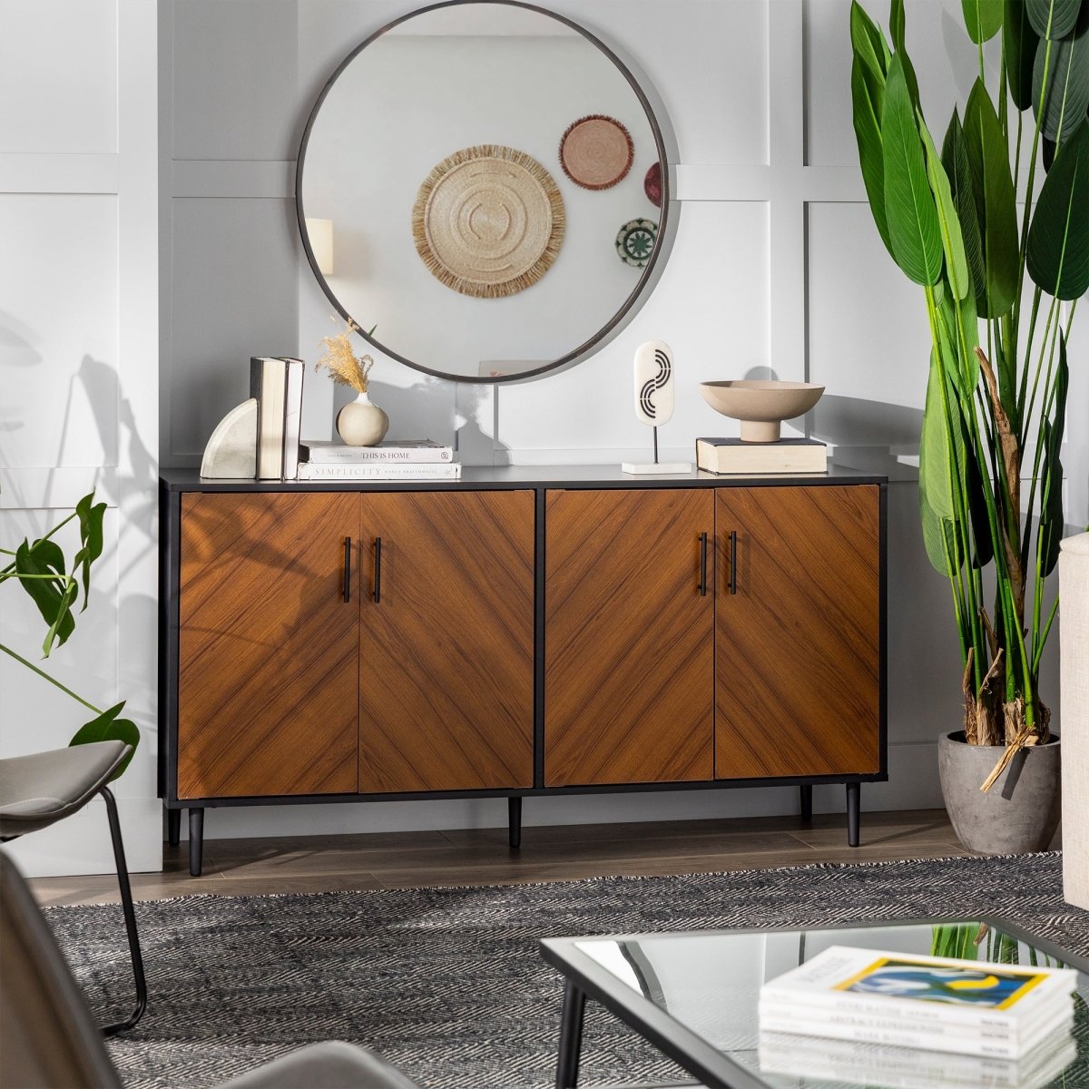 Walker Edison Bookmatch Hampton Buffet Sideboard