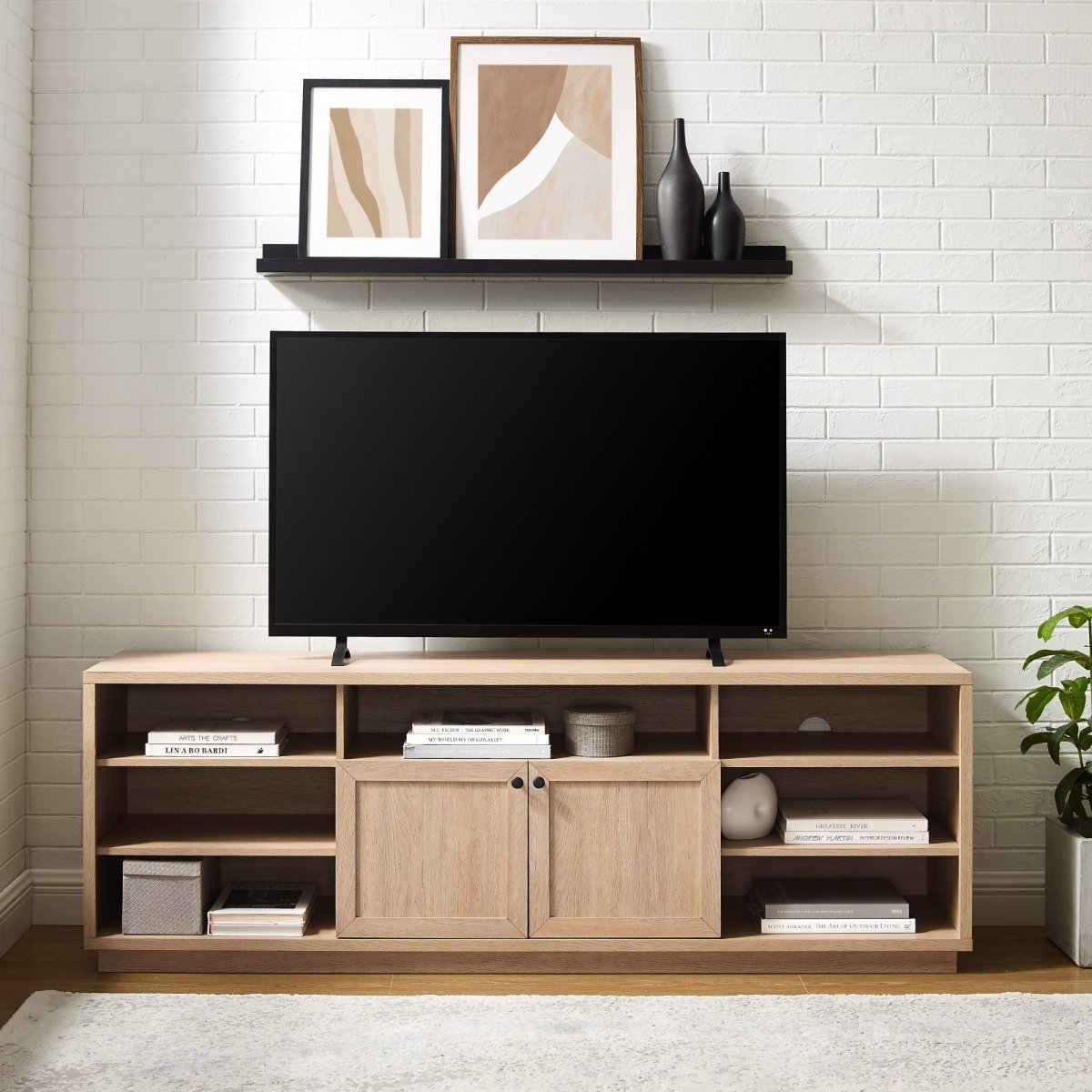 Walker Edison Cody 70" Contemporary Two - Door Wood TV Stand