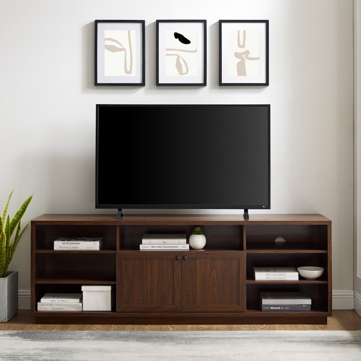 Walker Edison Cody 70" Contemporary Two - Door Wood TV Stand