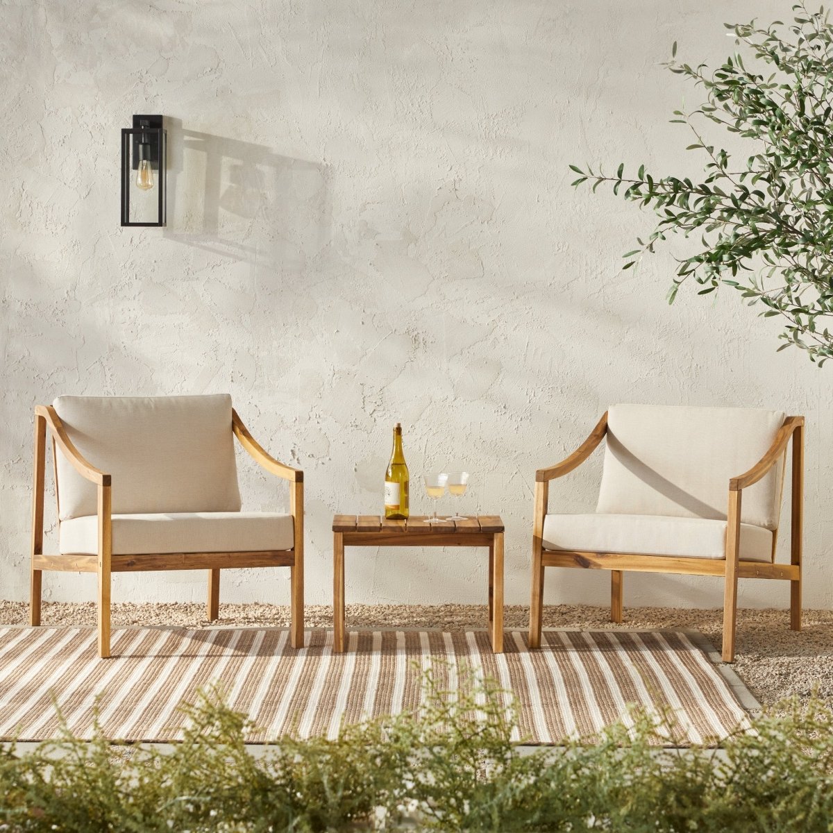 Walker Edison Cologne Modern 3 - Piece Patio Chat Set