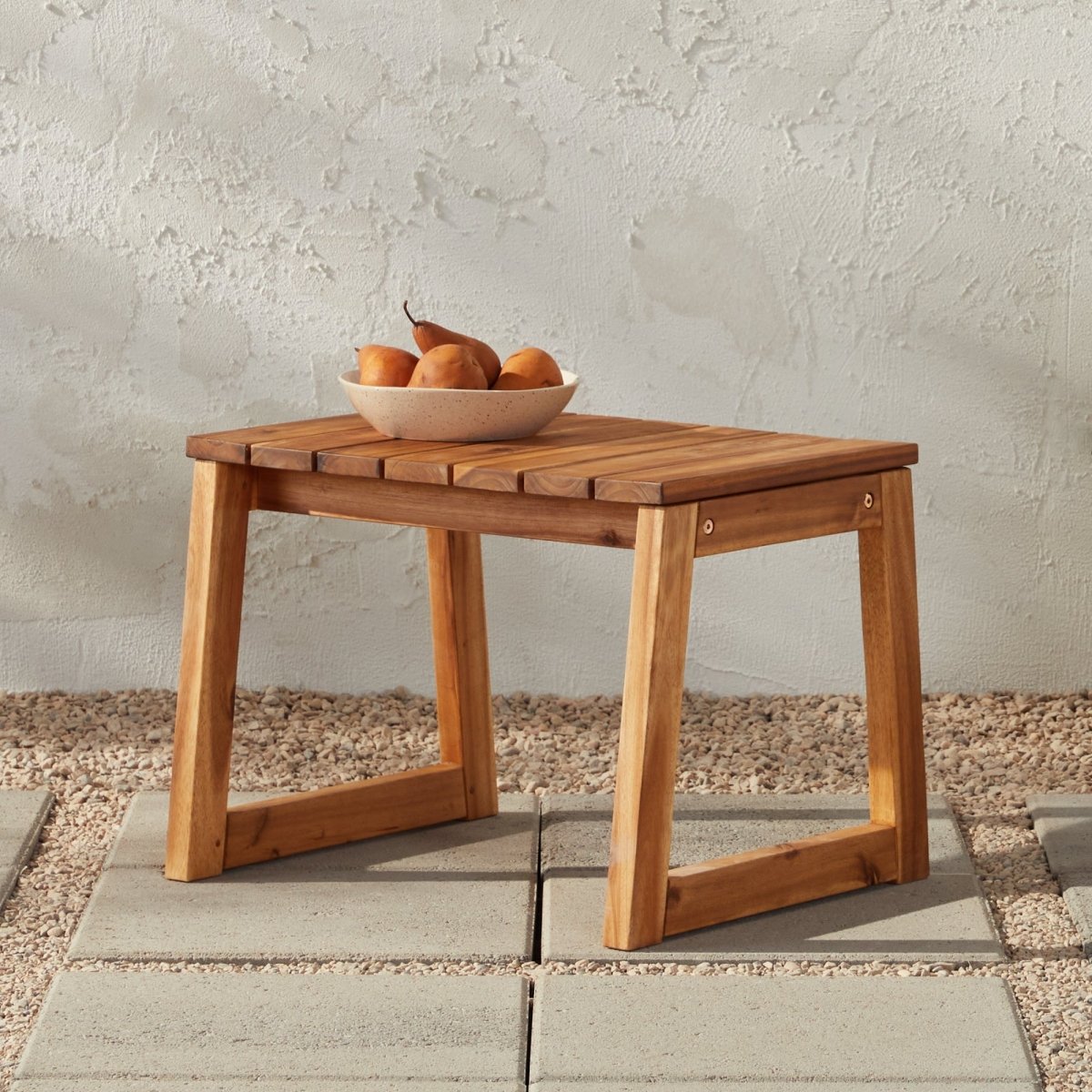 Walker Edison Cologne Modern Solid Wood Slat - Top Outdoor Square Side Table