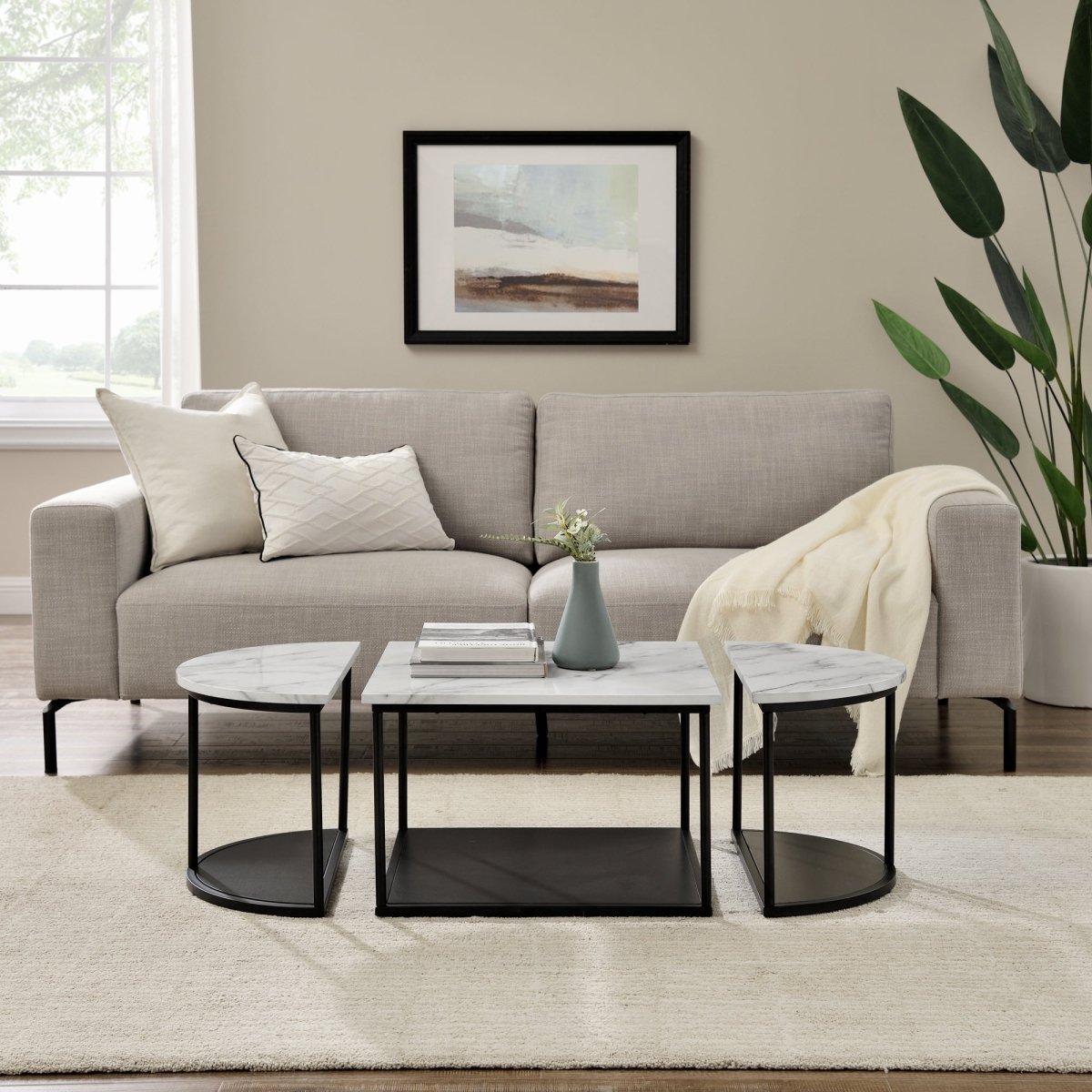Walker Edison Contemporary 3 Piece Coffee Table Set