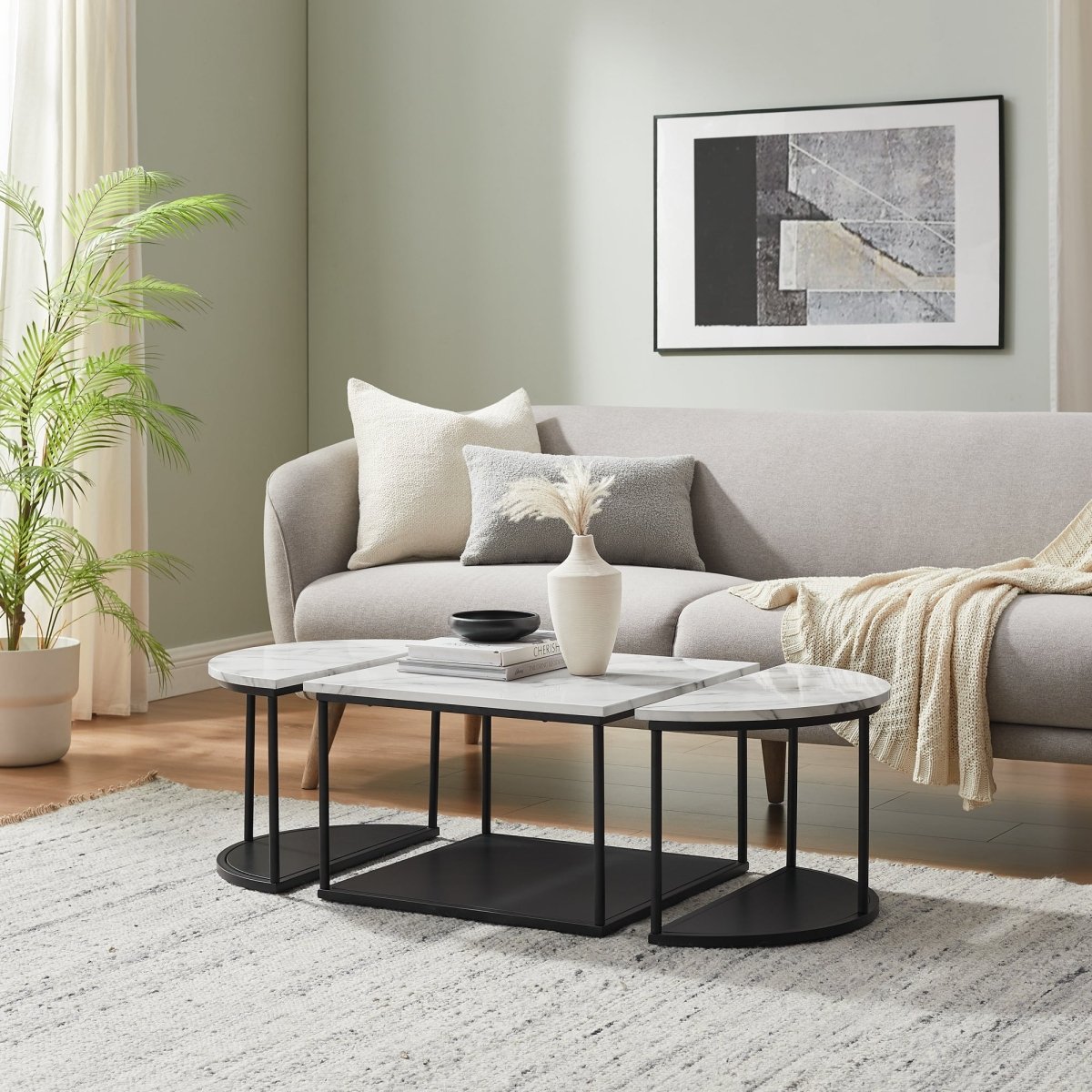 Walker Edison Contemporary 3 Piece Coffee Table Set