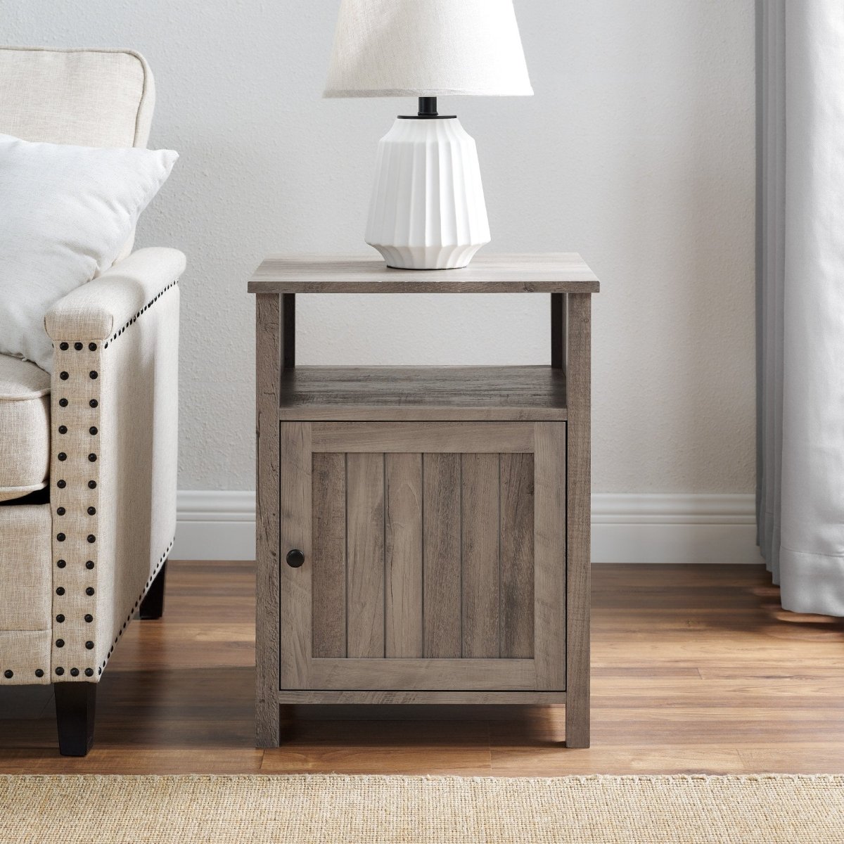 Walker Edison Craig Grooved Door Nightstand / Side Table