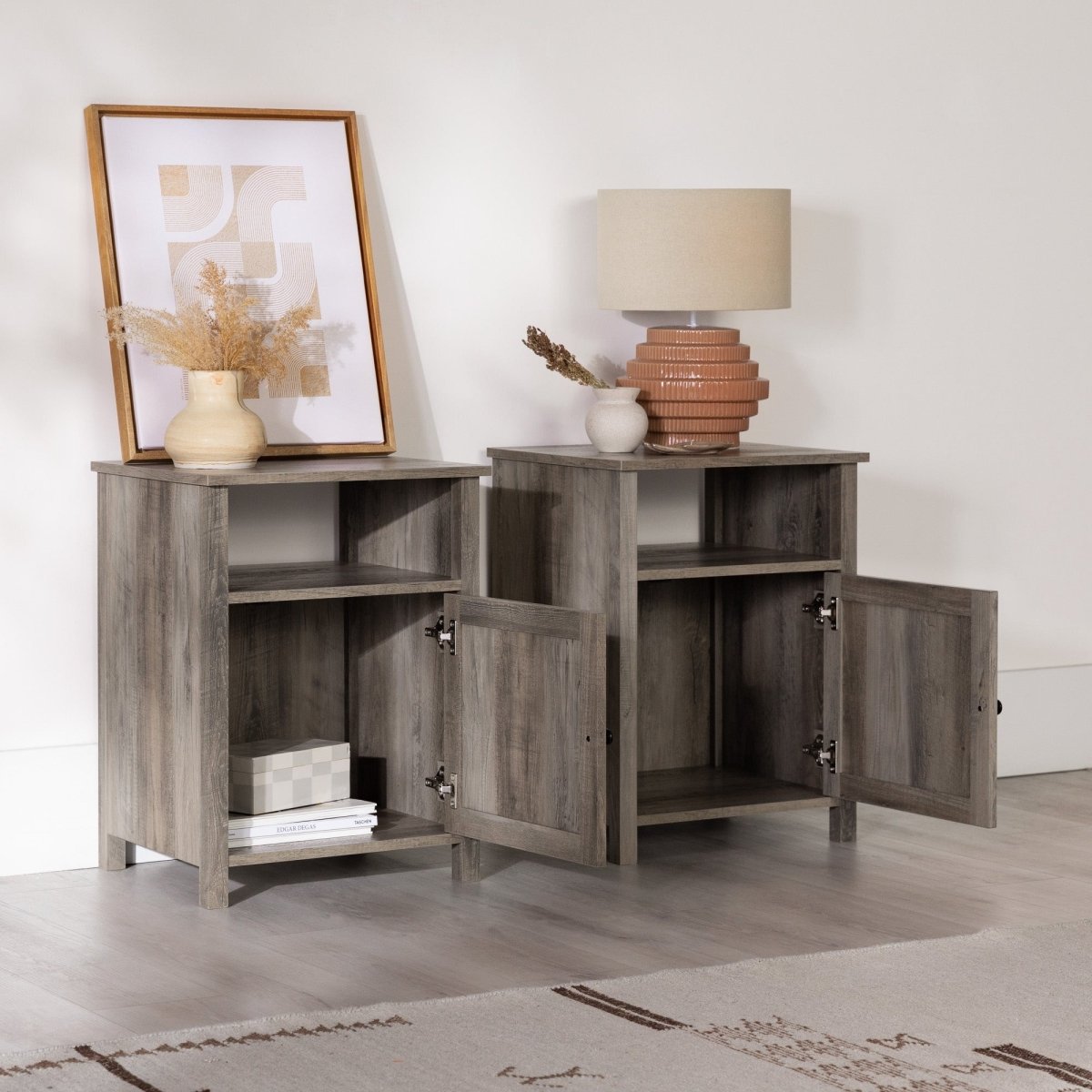 Walker Edison Craig Grooved Door Side Table, Set of 2