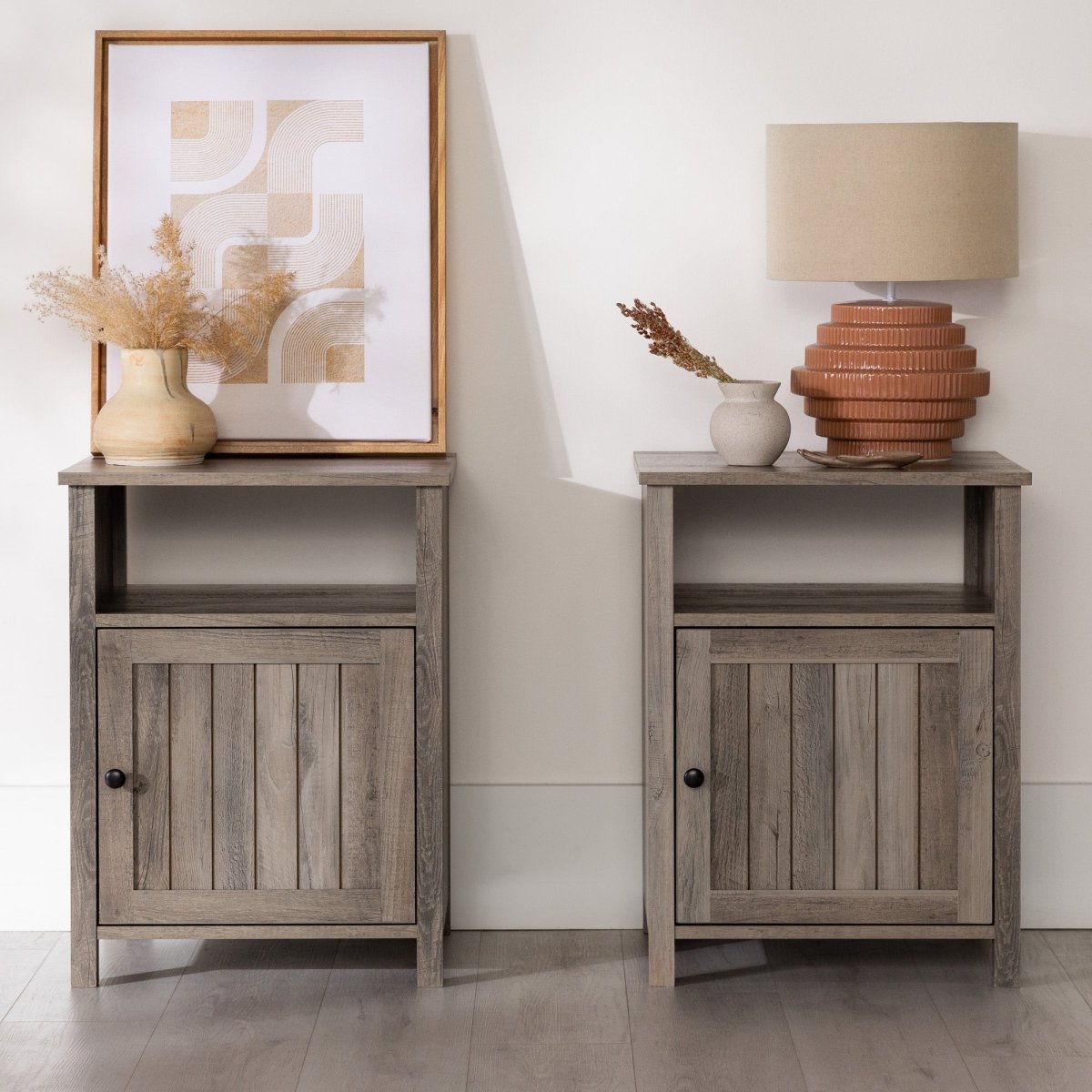 Walker Edison Craig Grooved Door Side Table, Set of 2