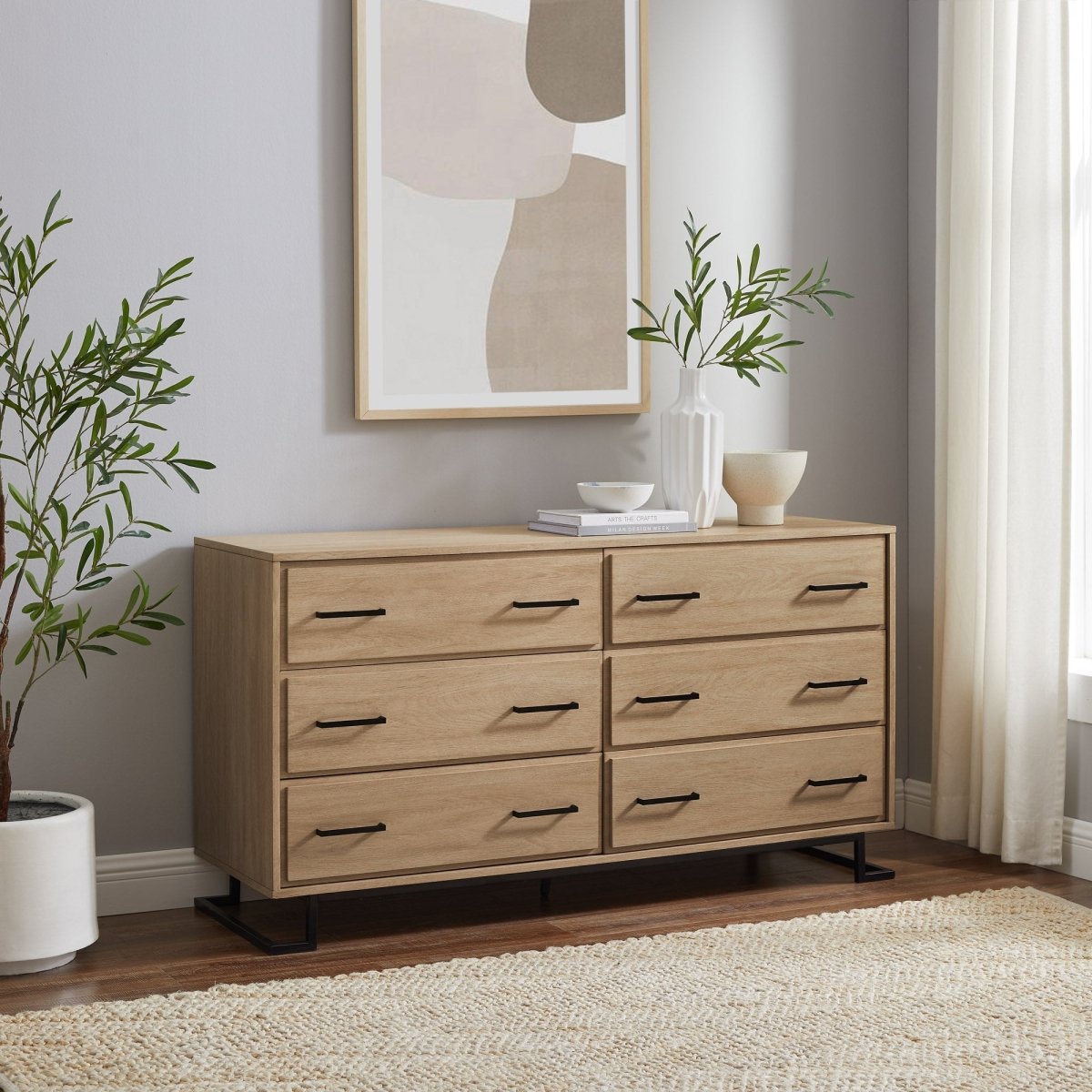 Walker Edison Danae Modern Wood and Metal L - Leg Dresser