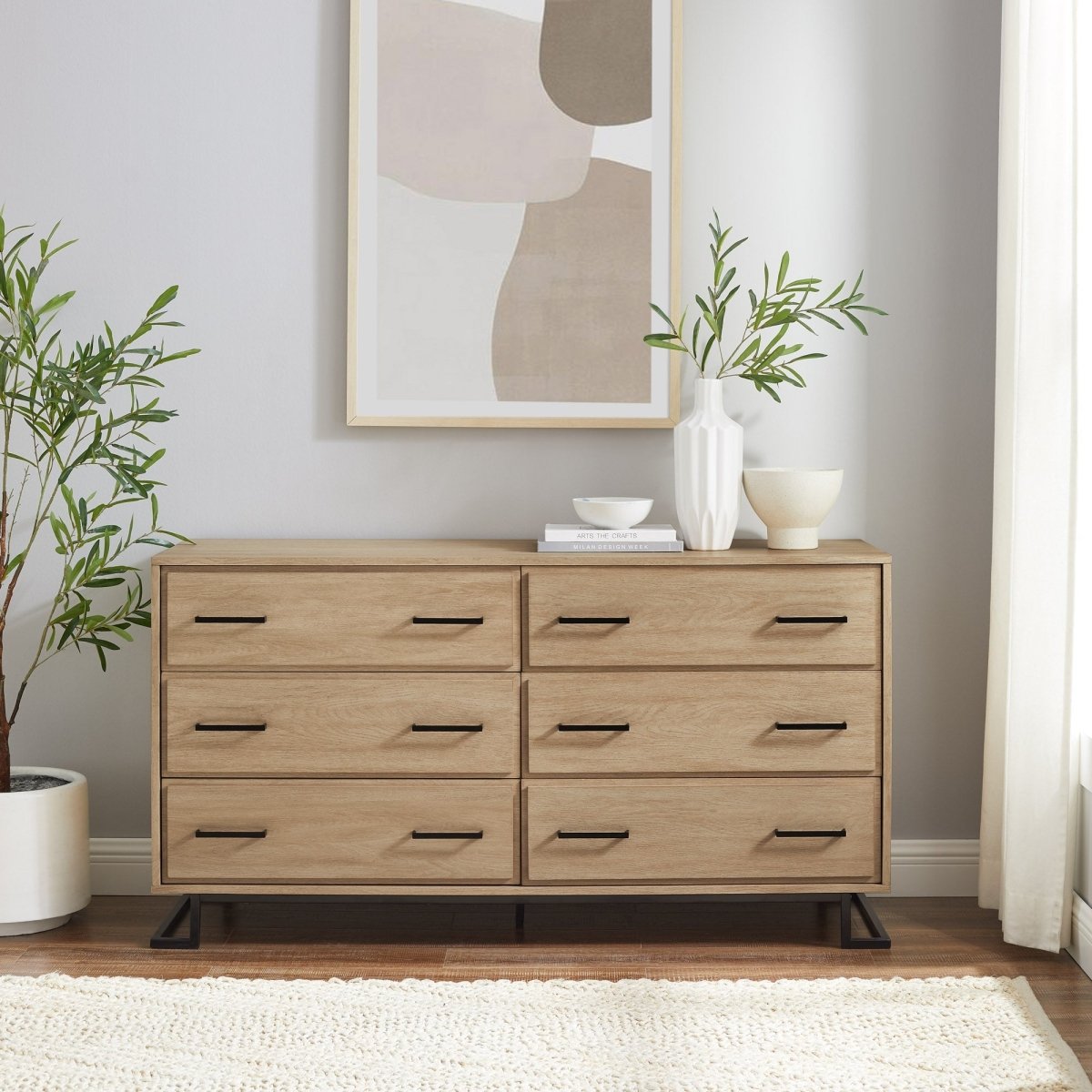 Walker Edison Danae Modern Wood and Metal L - Leg Dresser