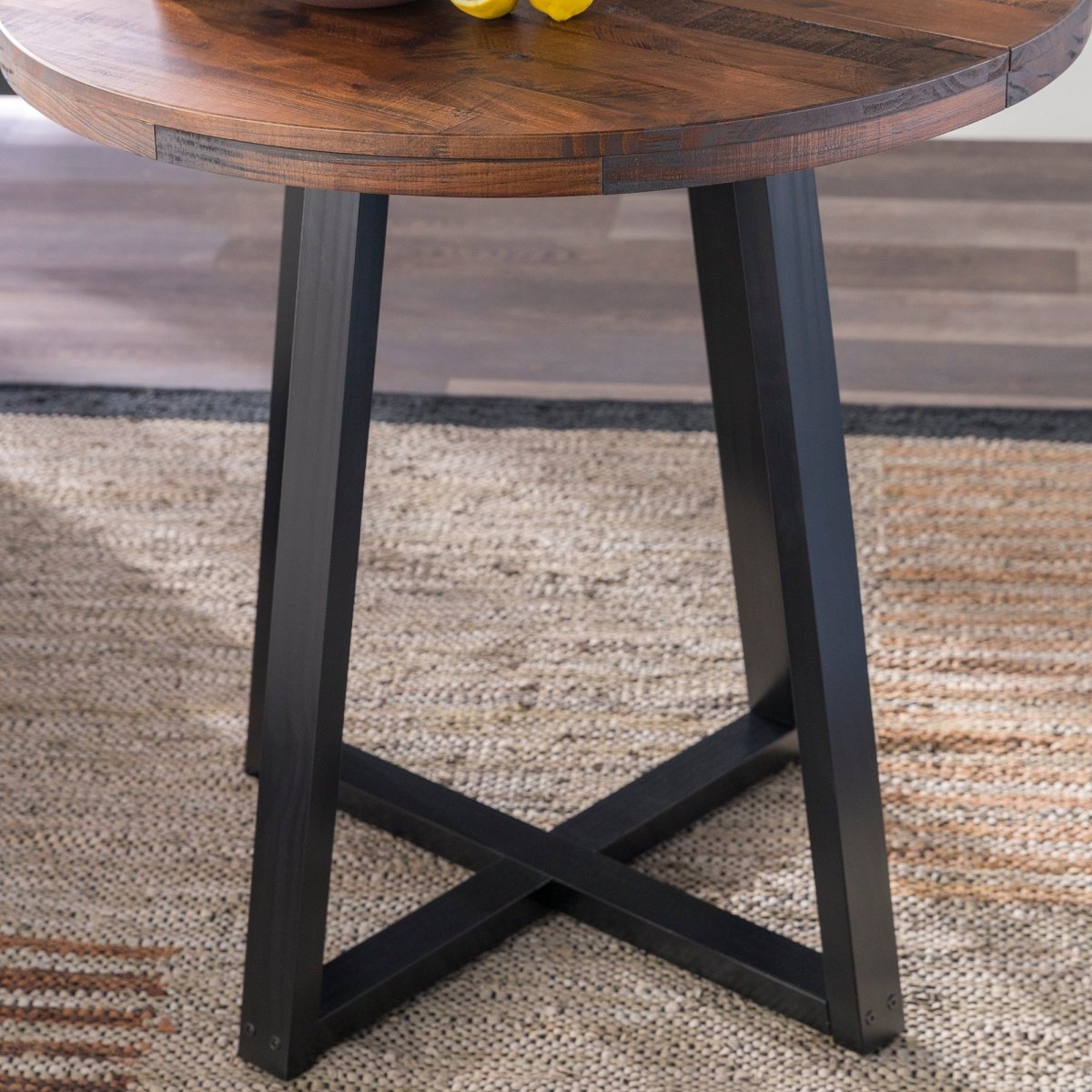 Walker Edison Durango Solid Pine Round Dining Table - Distressed 36"/42"
