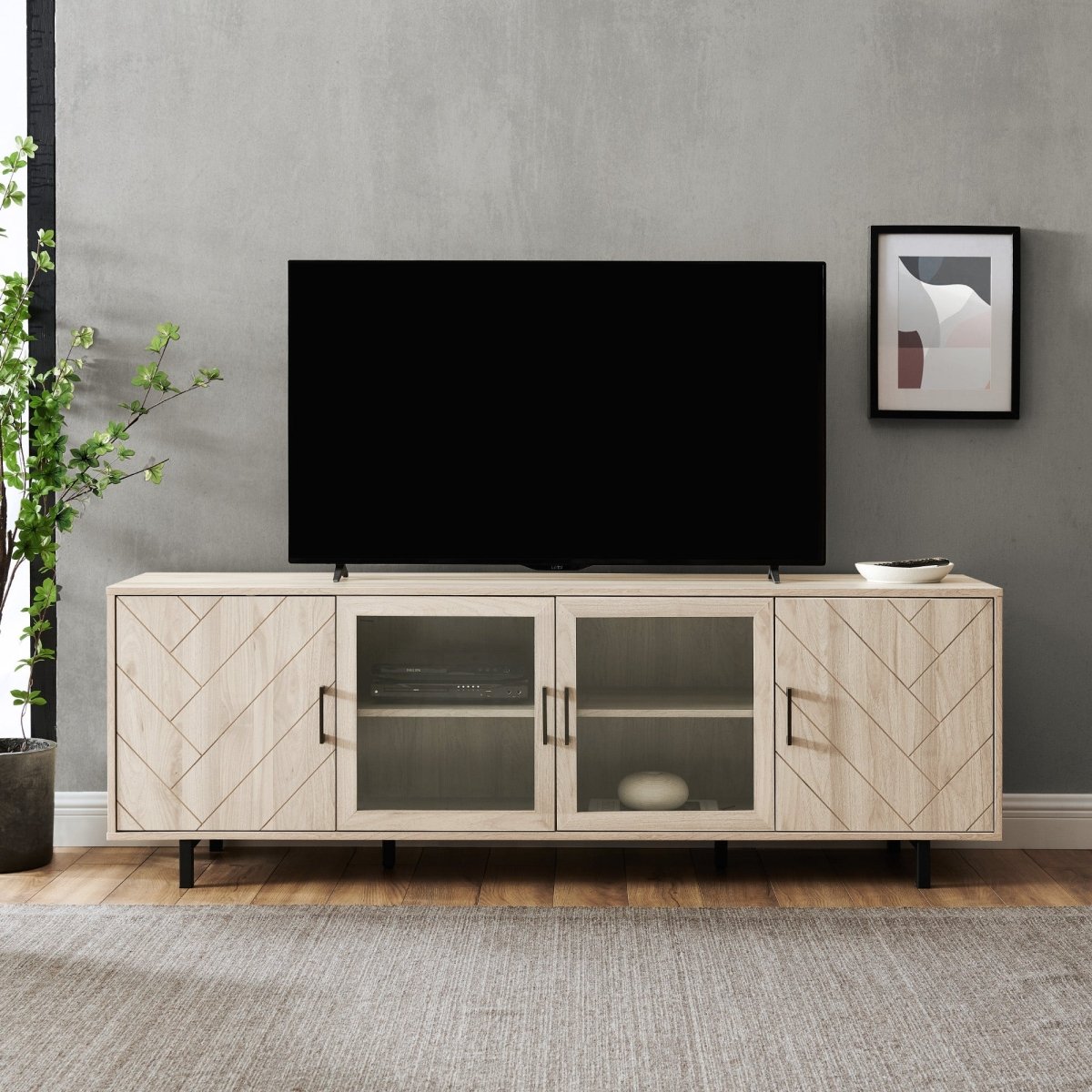 Walker Edison Ella Herringbone TV Stand