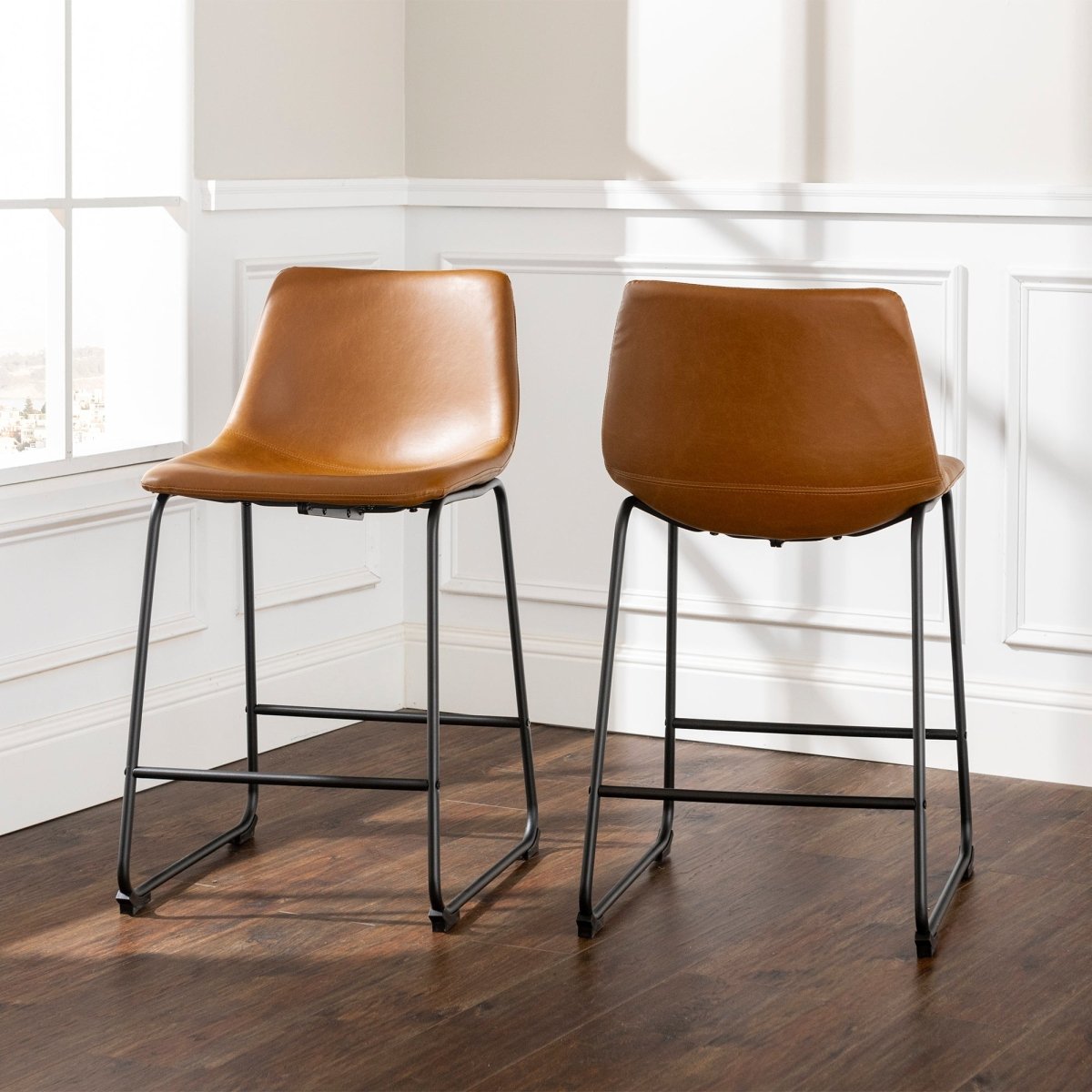 Walker Edison Faux Leather Counter Stools