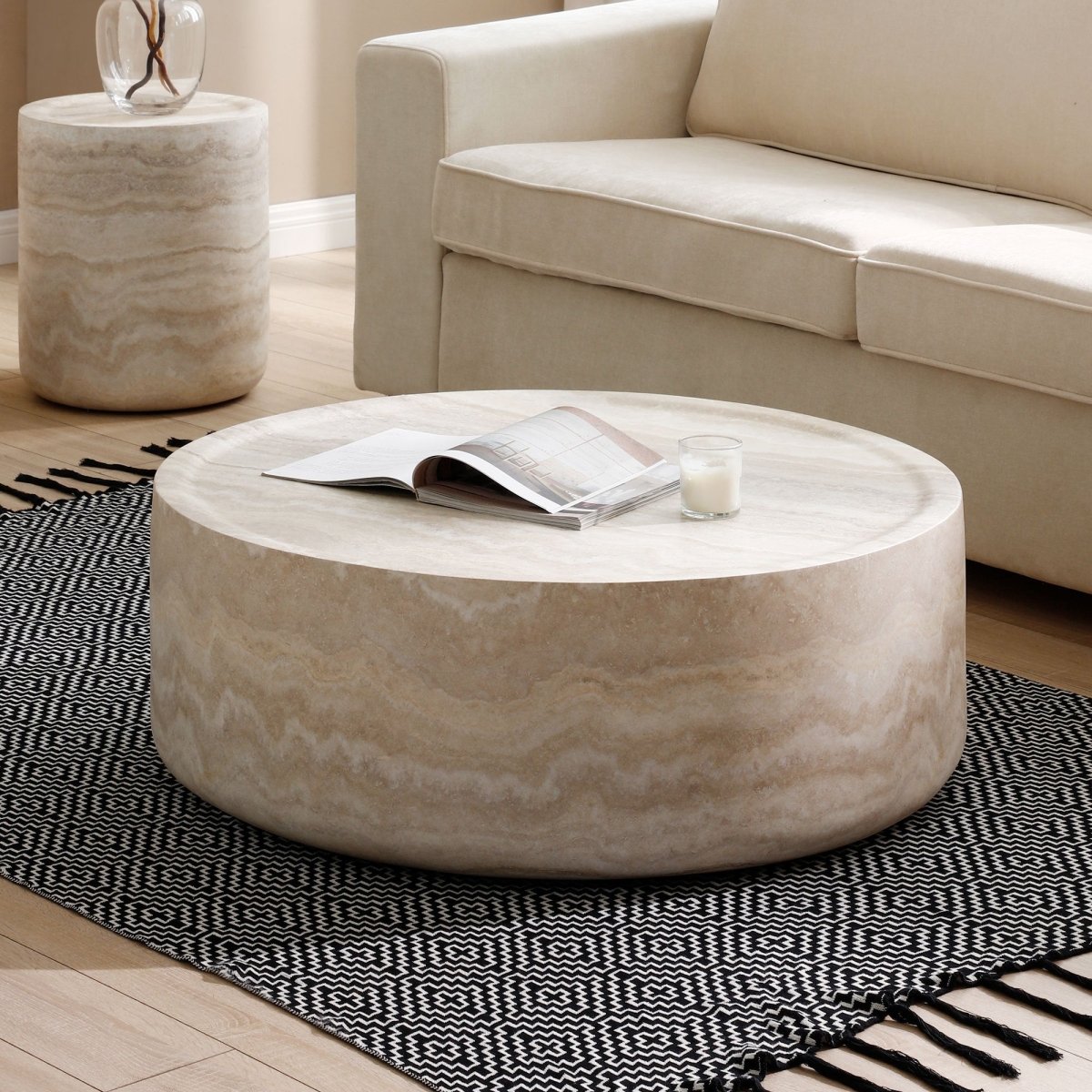 Walker Edison Faux Marble Modern Coffee Table