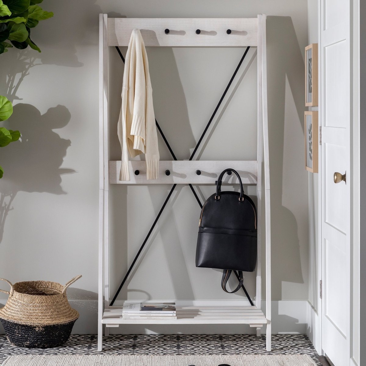 Walker Edison Frankie 68" Solid Wood Hall Tree