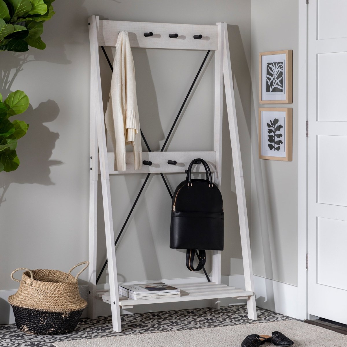 Walker Edison Frankie 68" Solid Wood Hall Tree