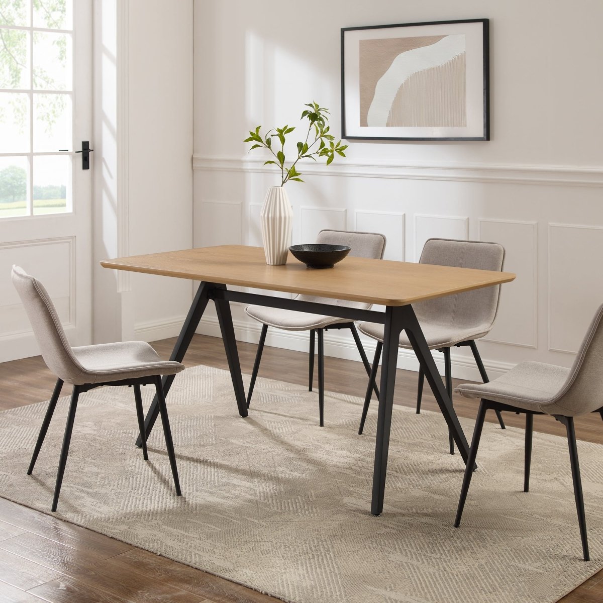 Walker Edison Garret 60" Modern Industrial Veneer and Metal Dining Table