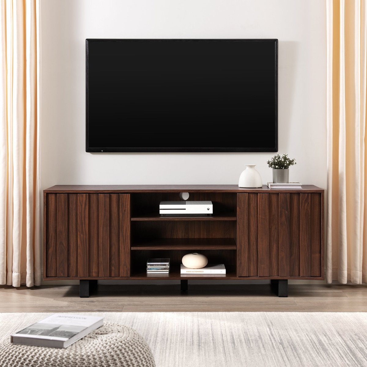 Walker Edison Girona 60" Modern TV Stand with Paneled Doors