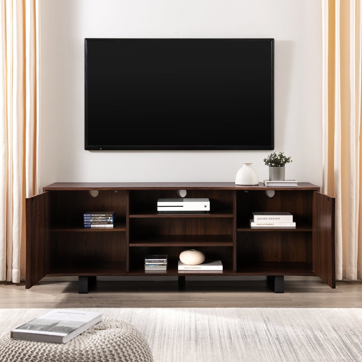 Walker Edison Girona 60" Modern TV Stand with Paneled Doors