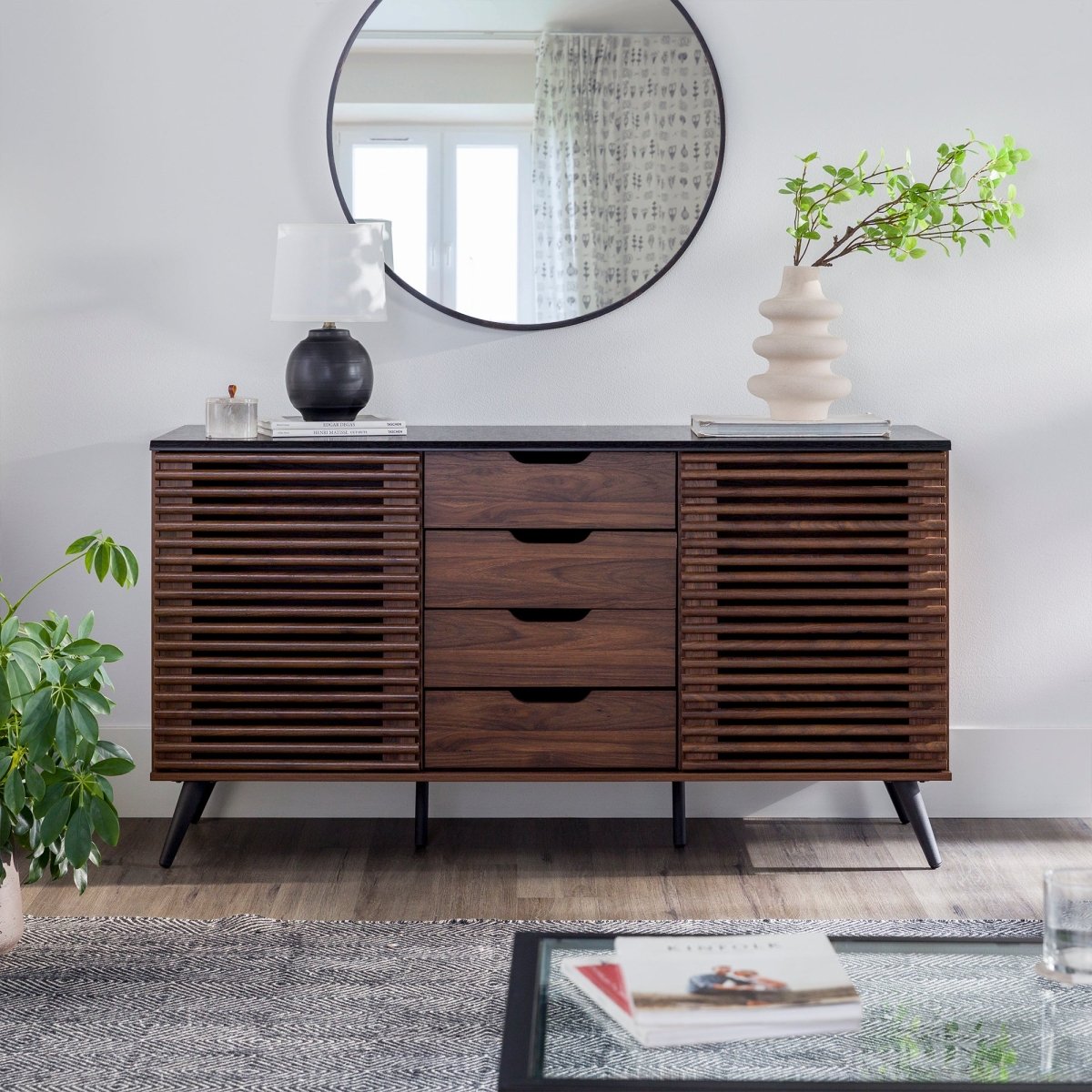 Walker Edison Havana Sliding Door Drawer Sideboard