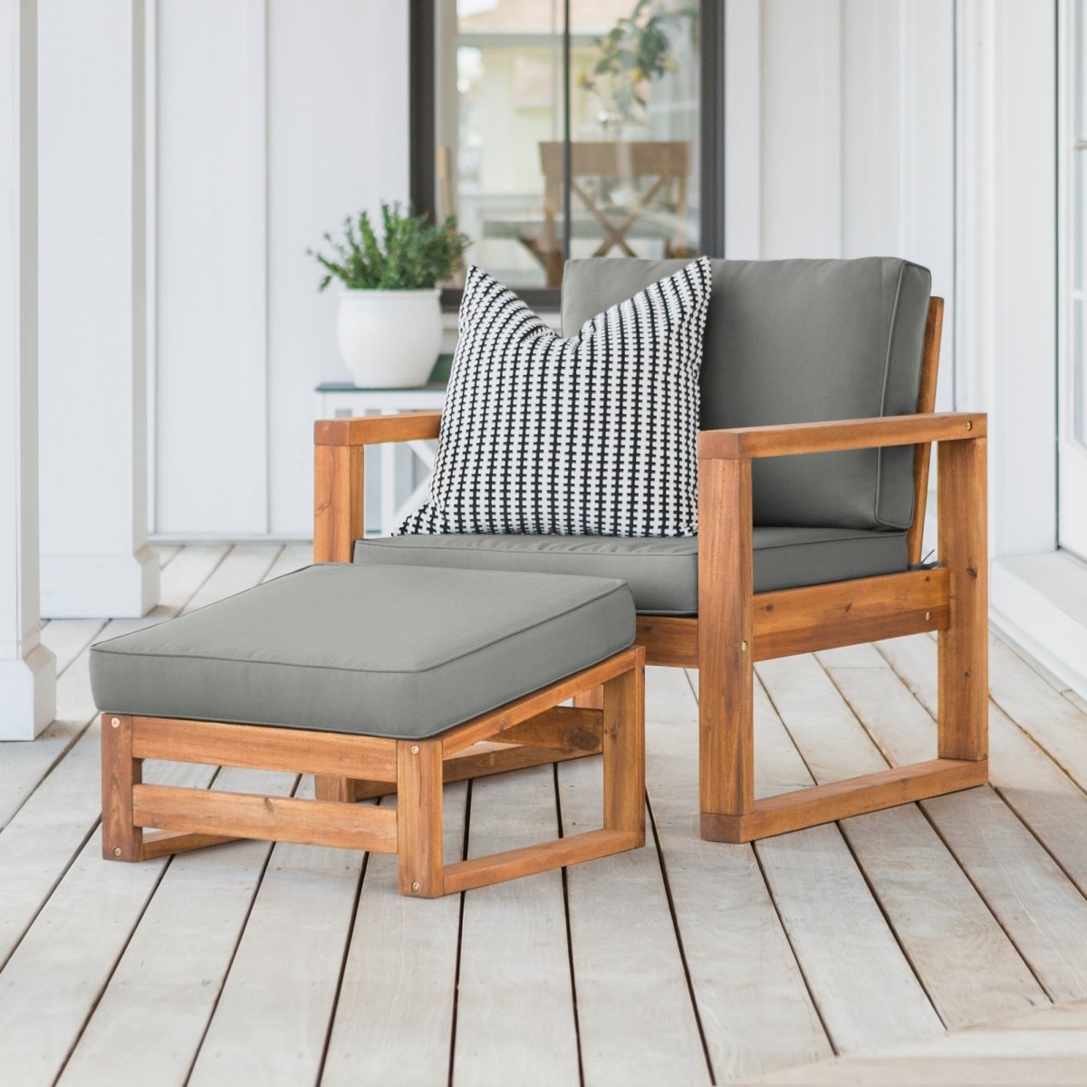 Walker Edison Hudson Patio Chair with Ottoman