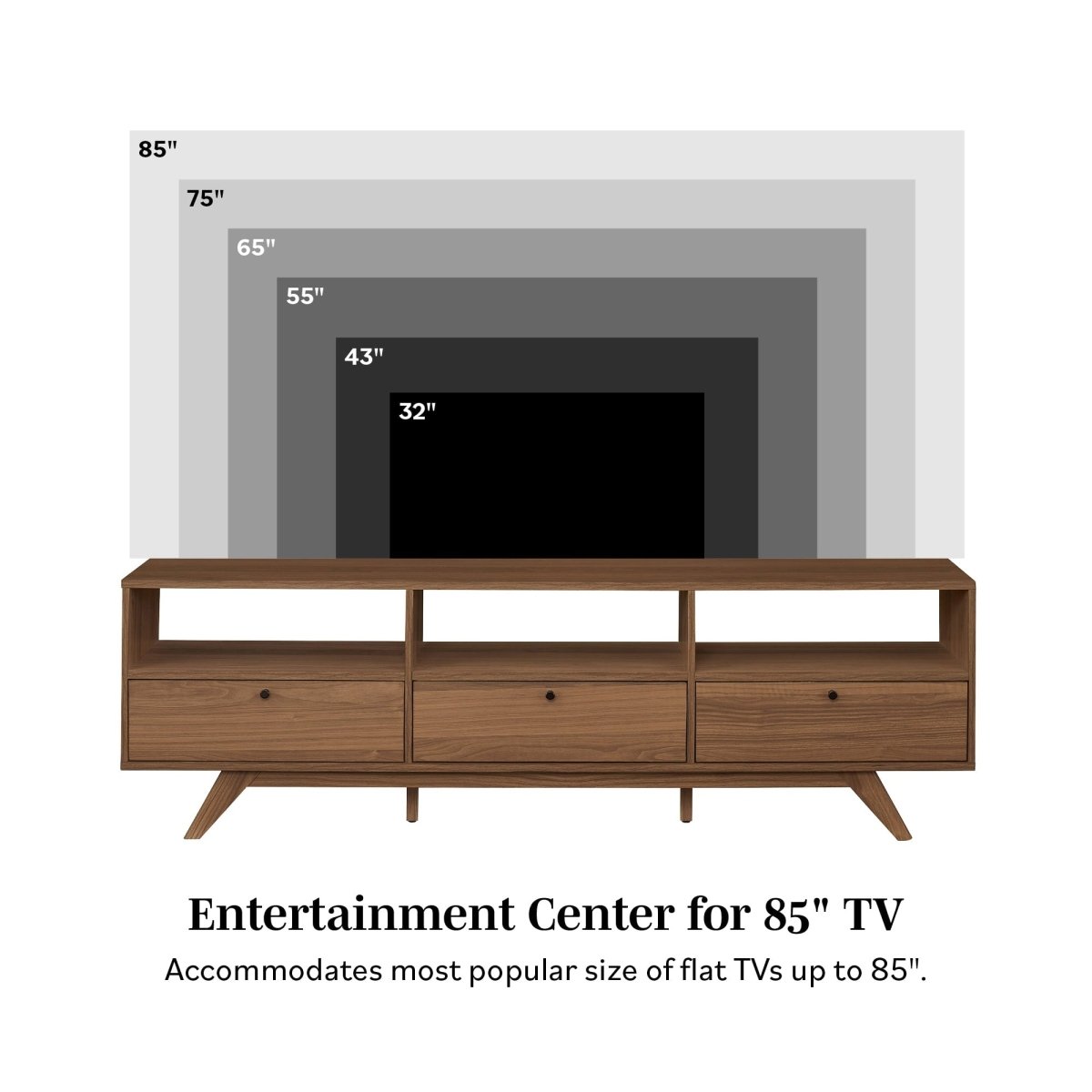 Walker Edison Kela Mid - Century Modern 3 - Door TV Stand